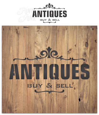 Make your collections stand out with our Antiques Buy & Sell stencil, perfect for adding a touch of vintage charm to your latest project! With its old-world flourishes and authentic look, this stencil is just what you need to celebrate your love of collecting. The compact   sign size makes it versatile for any space.