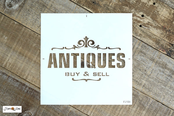 Make your collections stand out with our Antiques Buy & Sell stencil, perfect for adding a touch of vintage charm to your latest project! With its old-world flourishes and authentic look, this stencil is just what you need to celebrate your love of collecting. The compact sign size makes it versatile for any space.