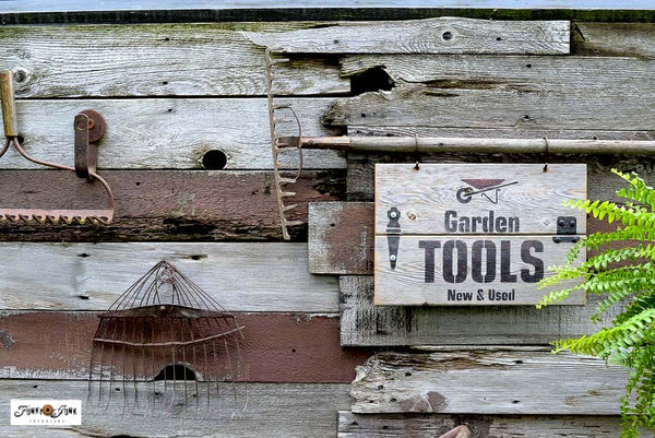 Garden Tools sign by Funky Junk's Old Sign Stencils