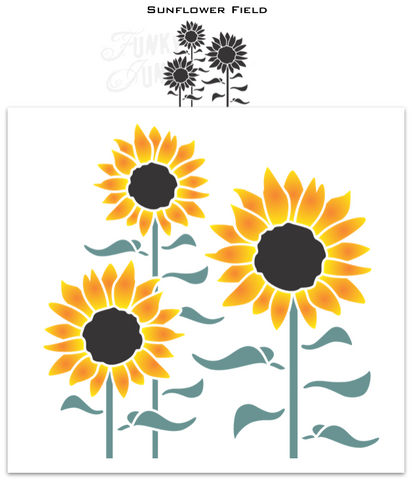 Add a vibrant touch of fall to your creations with our Sunflower Field stencil! This multi-sunflower stencil captures the essence of meandering through glorious rows upon rows of neverending sunflowers in full bloom. Extend your field of dreams by simply repositioning the stencil side-by-side to continue the pattern.